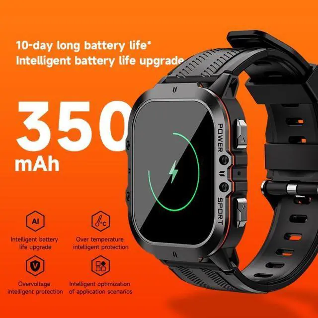 Alt view image 5 of 7 - LEMFO C26 1.96 inch Sport Smart Watch, Support Bluetooth Call / Message Notification / Heart Rate / Blood Pressure Health Monitor (Orange)