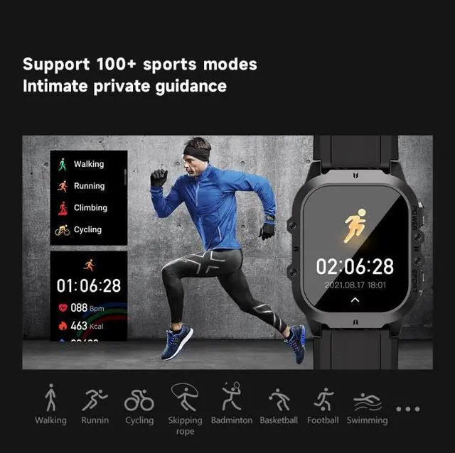 Alt view image 7 of 7 - LEMFO C26 1.96 inch Sport Smart Watch, Support Bluetooth Call / Message Notification / Heart Rate / Blood Pressure Health Monitor (Orange)