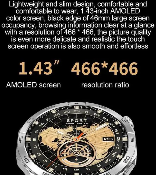 Alt view image 7 of 7 - LEMFO HK4 1.43 inch AMOLED Round Screen Smart Watch Supports Bluetooth Calls (Green)