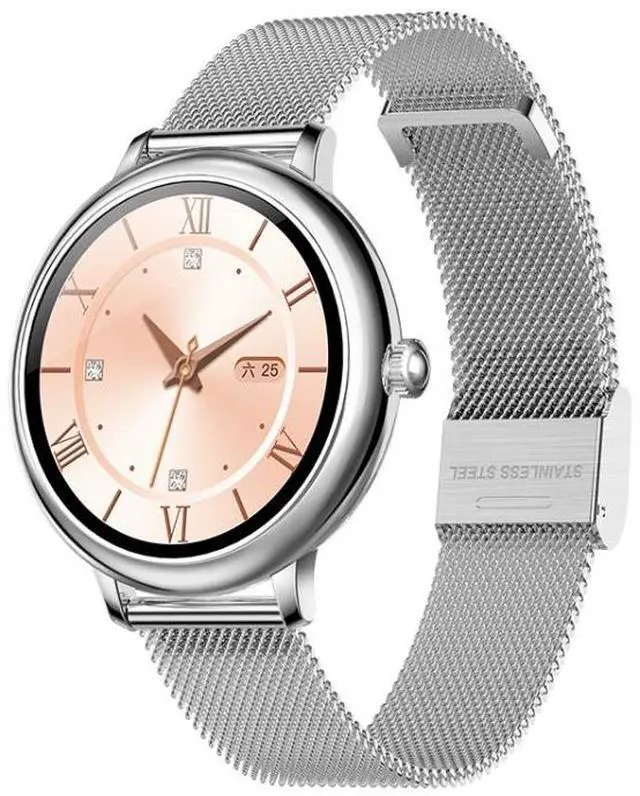 Main image of LOANIY CF80 1.08 Inch Heart Rate Monitoring Smart Bluetooth Watch, Color: Silver Steel Silver Steel