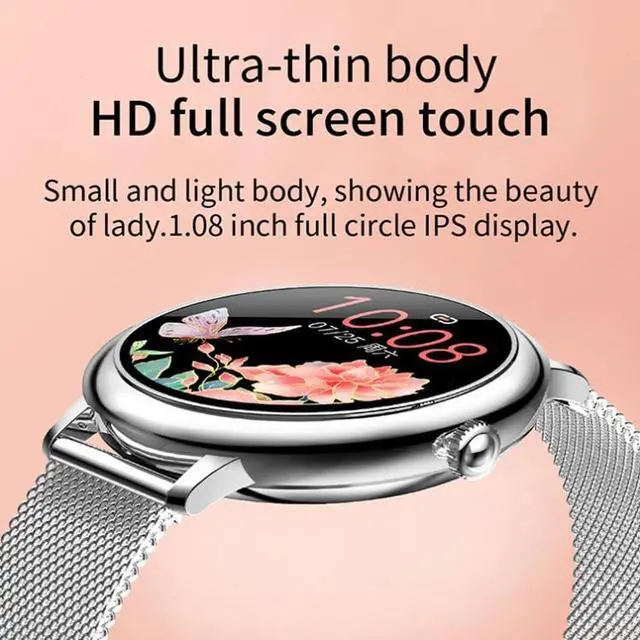 Alt view image 3 of 7 - LOANIY CF80 1.08 Inch Heart Rate Monitoring Smart Bluetooth Watch, Color: Silver Steel Silver Steel