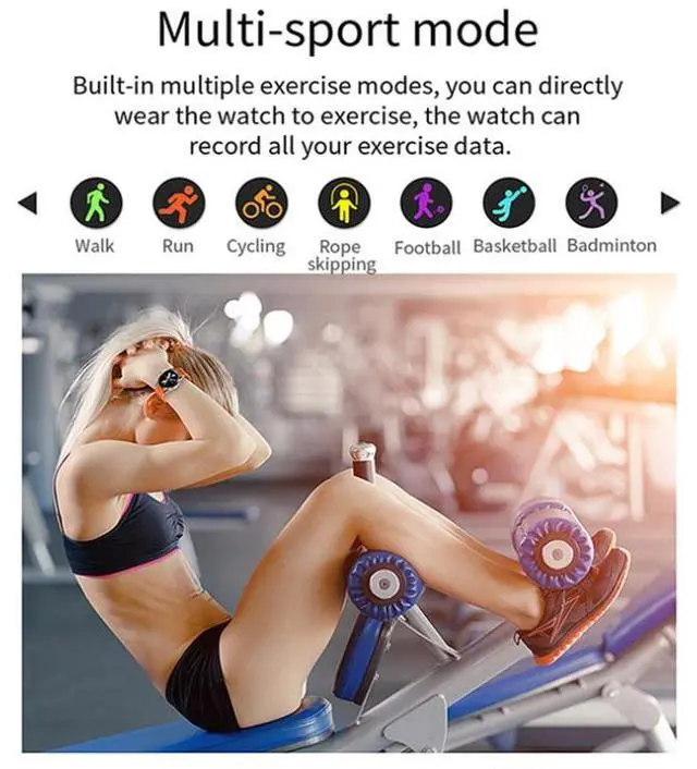 Alt view image 6 of 7 - LOANIY CF80 1.08 Inch Heart Rate Monitoring Smart Bluetooth Watch, Color: Silver Steel Silver Steel