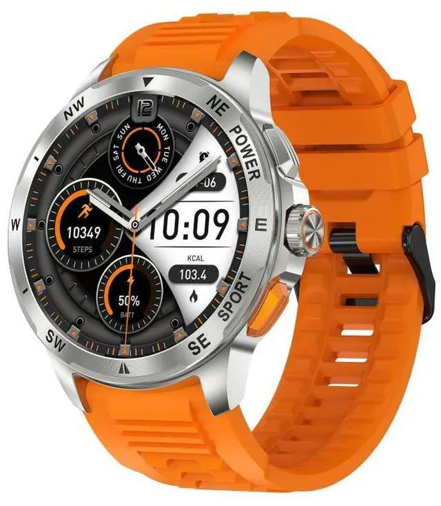 Main image of AK77 BT Call Smart Watch, Support Blood Oxygen / Blood Pressure / Heart Rate / Sports Health Monitoring Fitness Tracker (Orange Silicone)