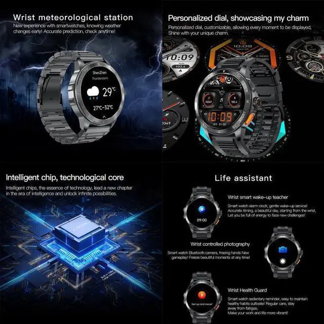 Alt view image 7 of 7 - AK77 BT Call Smart Watch, Support Blood Oxygen / Blood Pressure / Heart Rate / Sports Health Monitoring Fitness Tracker (Orange Silicone)