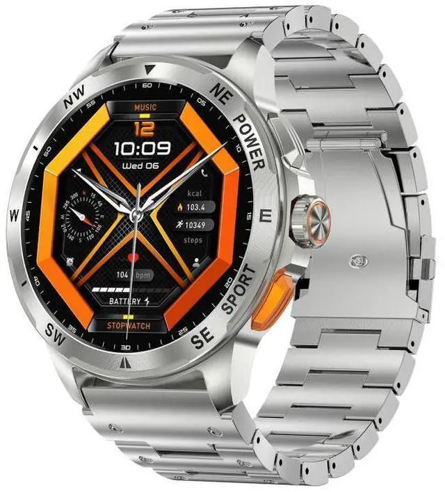 Main image of AK77 BT Call Smart Watch, Support Blood Oxygen / Blood Pressure / Heart Rate / Sports Health Monitoring Fitness Tracker (Silver Steel)