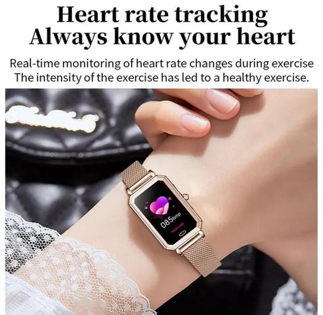 Alt view image 5 of 7 - LOANIY HT2 1.28 Inch Heart Rate Detection Pedometer Smart Watch, Color: Gold Steel Gold Steel