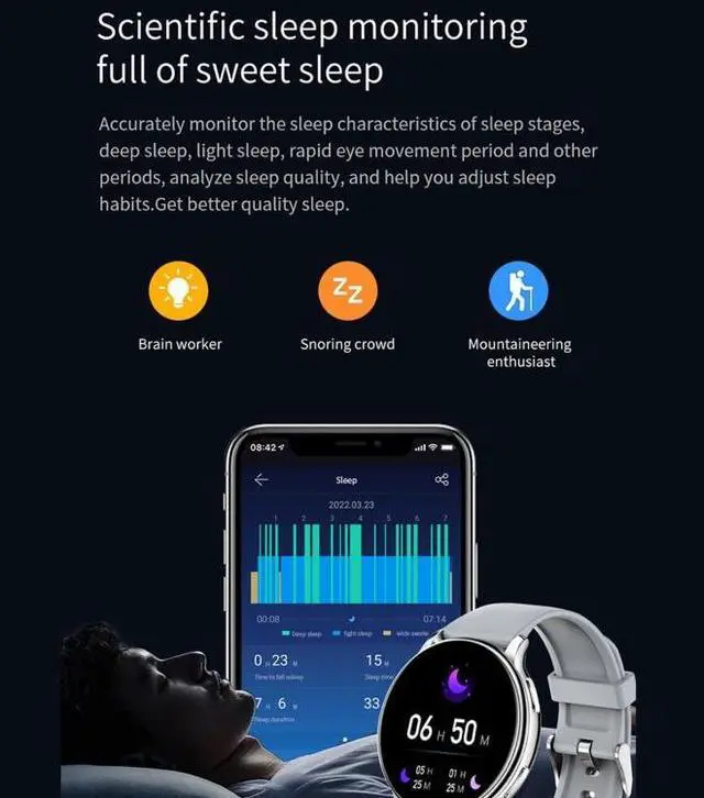 Alt view image 6 of 7 - Y33 1.32 inch TFT Color Screen Smart Watch, Support Bluetooth Calling/Blood Pressure Monitoring (Black)