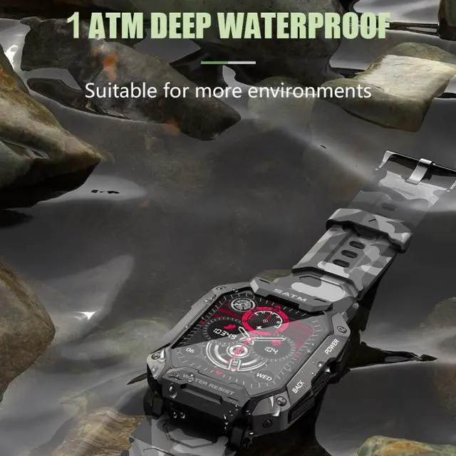 Alt view image 3 of 7 - C20Plus 1.81-inch Health Monitoring Waterproof Bluetooth Call Smart Watch Brown Leather