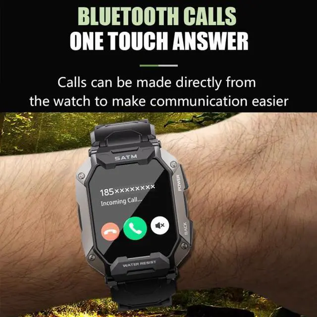 Alt view image 4 of 7 - C20Plus 1.81-inch Health Monitoring Waterproof Bluetooth Call Smart Watch Brown Leather
