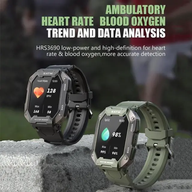 Alt view image 7 of 7 - C20Plus 1.81-inch Health Monitoring Waterproof Bluetooth Call Smart Watch Brown Leather