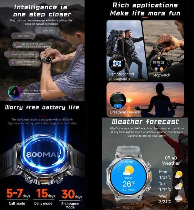 Alt view image 6 of 6 - AK82 BT Call Smart Watch, Support Blood Oxygen / Blood Pressure / Heart Rate / Sports Health Monitoring Fitness Tracker (Silver Steel)