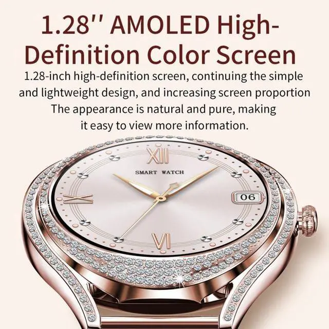 Alt view image 6 of 7 - V66 1.28inch BT5.0 Smart Watch Support Heart Rate/ Sleep Detection Silicone Strap (Gold)