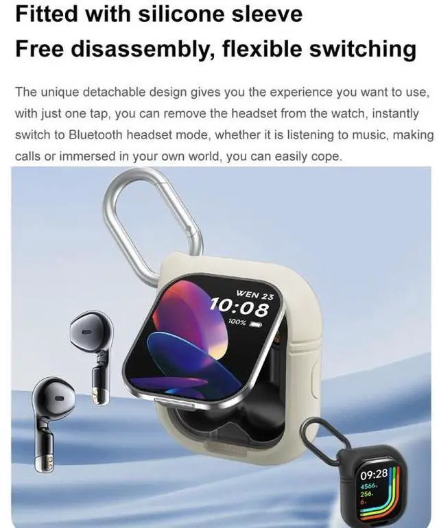 Alt view image 4 of 7 - D8 Pro 2.01 inch 2 in 1 Bluetooth Earphone Steel Strap Smart Watch, Support NFC with Cover (Black)