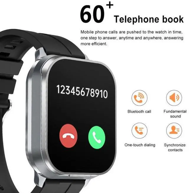 Alt view image 7 of 7 - D8 Pro 2.01 inch 2 in 1 Bluetooth Earphone Steel Strap Smart Watch, Support NFC with Cover (Black)