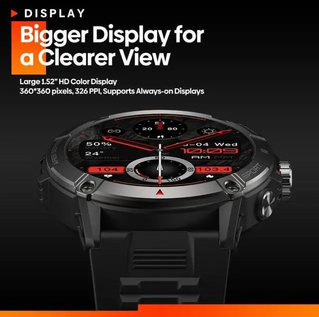 Alt view image 3 of 7 - Zeblaze Ares 3 1.52 inch IPS Screen Smart Watch Supports Health Monitoring / Voice Calls (Wild Green)