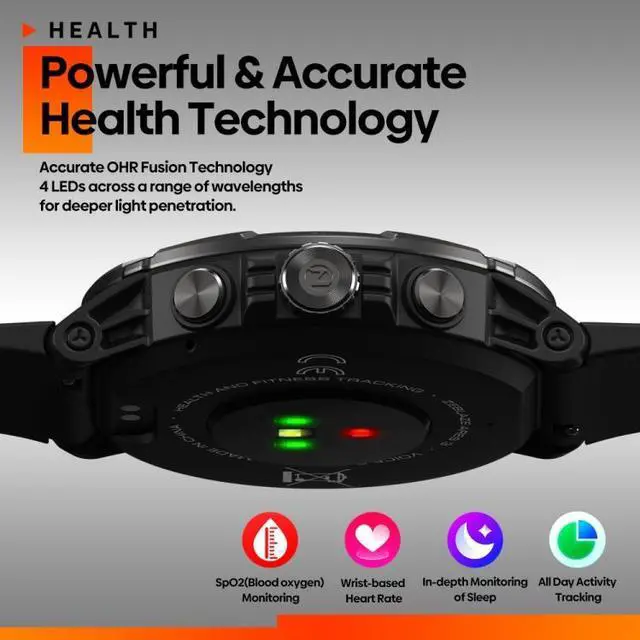 Alt view image 4 of 7 - Zeblaze Ares 3 1.52 inch IPS Screen Smart Watch Supports Health Monitoring / Voice Calls (Wild Green)