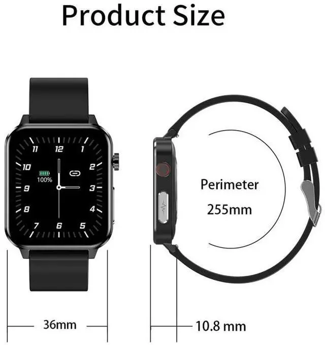 Alt view image 2 of 7 - E86 1.7 inch TFT Color Screen IP68 Waterproof Smart Watch, Support Blood Oxygen Monitoring / Body Temperature Monitoring / AI Medical Diagnosis, Style: TPU Strap TPU Strap(Black) (Black)