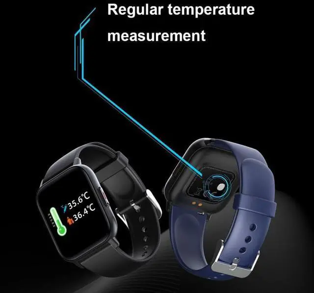 Alt view image 6 of 7 - QS16Pro 1.69-Inch Health Monitoring Waterproof Smart Watch, Supports Body Temperature Detection, Color: Black Black