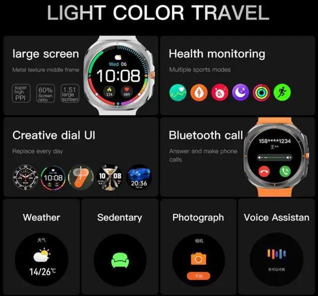 Alt view image 2 of 7 - X7 1.51 inch IPS Screen Bluetooth Smart Watch Supports Healthy Monitoring (Silver)