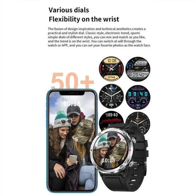Alt view image 6 of 7 - T30 1.6-inch Outdoor Sports Waterproof Smart Music Bluetooth Call Watch Black