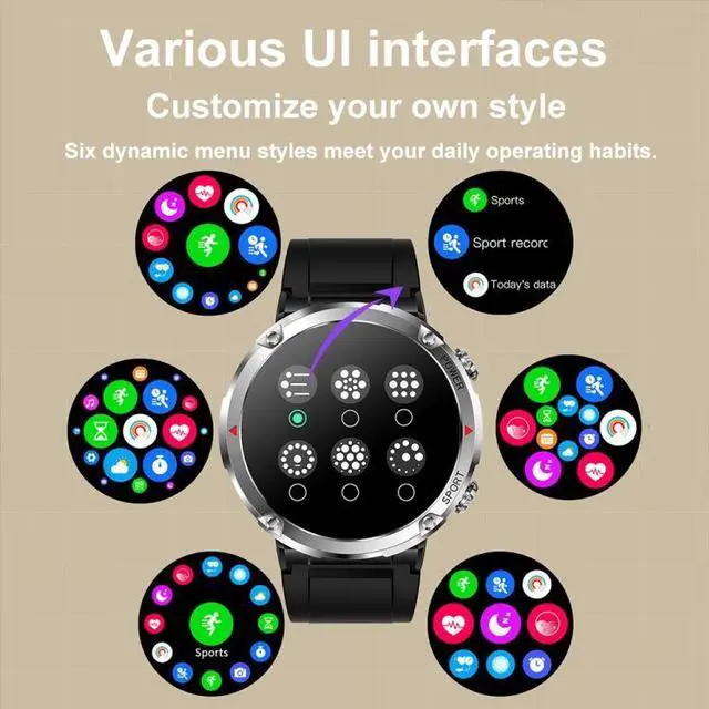 Alt view image 5 of 7 - T30 1.6-inch Outdoor Sports Waterproof Smart Music Bluetooth Call Watch Black