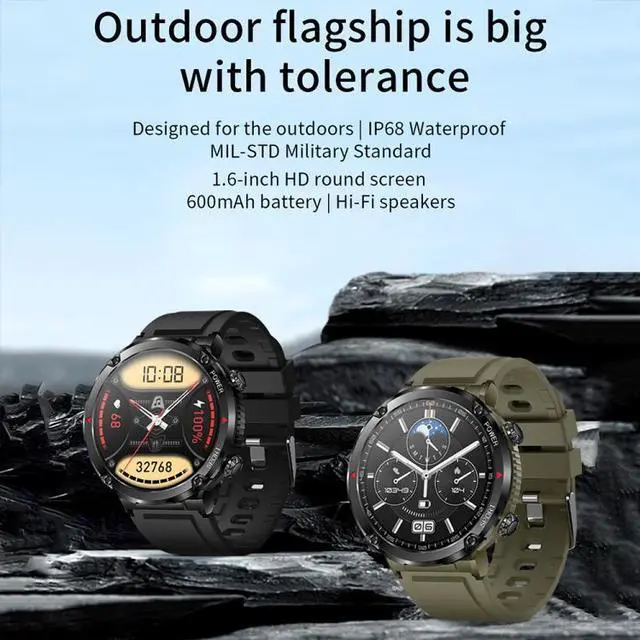 Alt view image 2 of 7 - T30 1.6-inch Outdoor Sports Waterproof Smart Music Bluetooth Call Watch Black