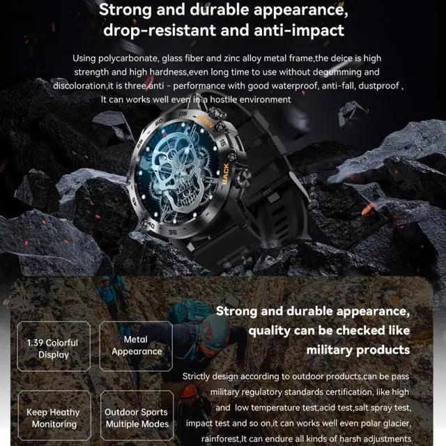 Alt view image 4 of 7 - K52 1.39 inch IPS Square Screen Smart Watch Supports Bluetooth Calls (Black)