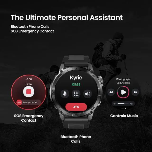 Alt view image 7 of 7 - Zeblaze Stratos 2 Plus 1.43 inch Screen 3 ATM Health and Fitness GPS Smart Watch Stratos 2 Plus (Graphite Black)