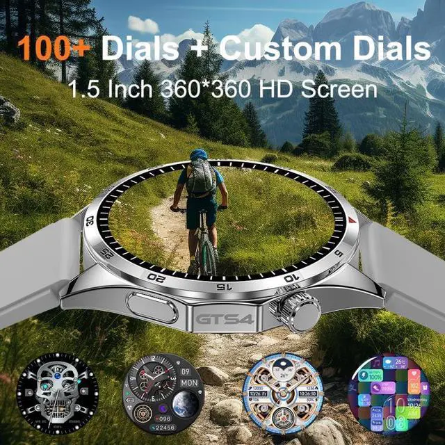 Alt view image 3 of 7 - GTS4/LT09 1.5 inch IP67 Fitness Wellness Smart Watch Support Bluetooth Call / Sleep / Blood Oxygen / Heart Rate Health Monitor Silicone Strap (Silver)