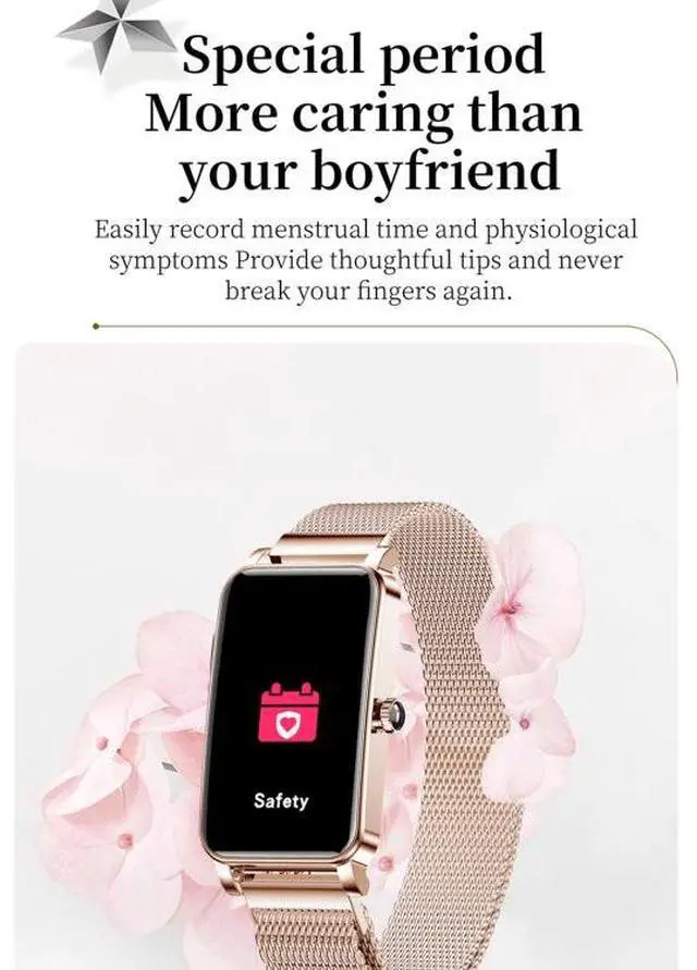 Alt view image 4 of 7 - ZX19 1.45 inch HD Screen Bluetooth 5.0 IP68 Waterproof Women Smart Watch, Support Sleep Monitor / Menstrual Cycle Reminder / Heart Rate Monitor / Blood Oxygen Monitoring, Style: Milanese Str