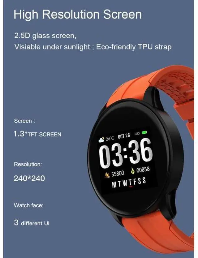 Alt view image 3 of 7 - B7 0.96 inch Color Screen Smart Watch, Support Sleep Monitor / Heart Rate Monitor / Blood Pressure Monitor (Black)