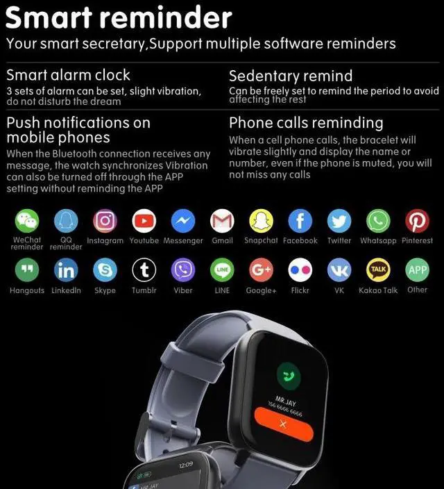 Alt view image 4 of 7 - QS16 Pro 1.83 inch BT5.0 Smart Sport Watch, Support Bluetooth Call / Sleep / Blood Oxygen / Temperature / Heart Rate / Blood Pressure Health Monitor (White)