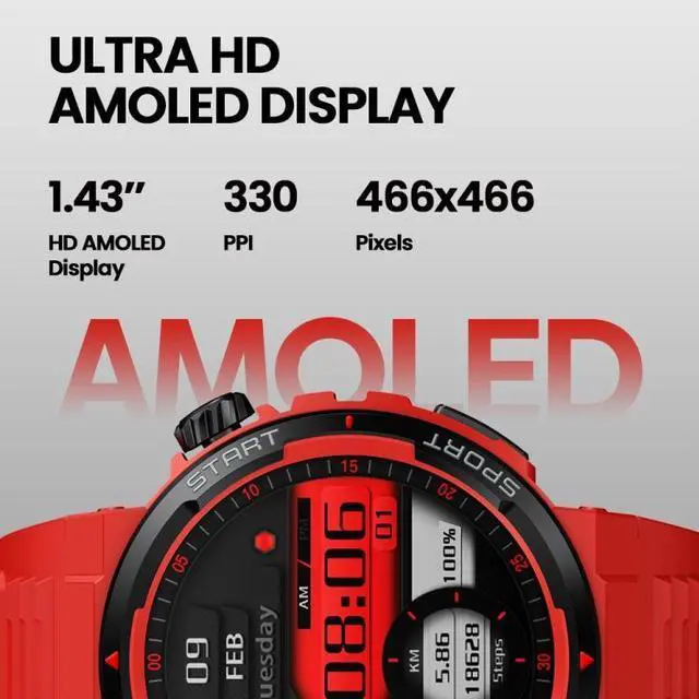 Alt view image 4 of 7 - Zeblaze Ares 3 Plus 1.43 inch Fitness & Wellness Smart Watch Supports 24H Health Monitoring (Flame Red)