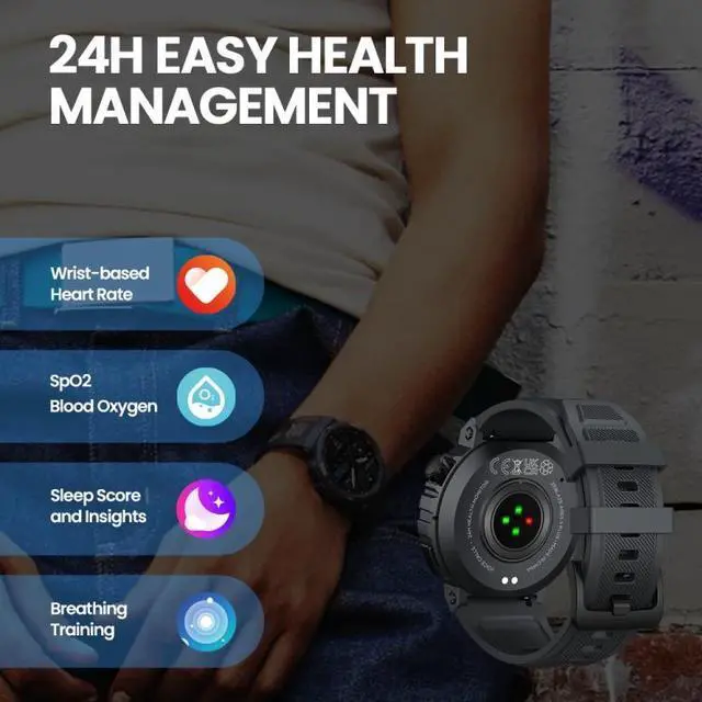 Alt view image 6 of 7 - Zeblaze Ares 3 Plus 1.43 inch Fitness & Wellness Smart Watch Supports 24H Health Monitoring (Flame Red)