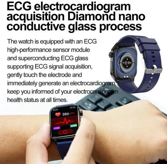 Alt view image 6 of 7 - ET580 2.04 inch AMOLED Screen Sports Smart Watch Support Bluetooth Call / ECG Function (Brown Leather Band)