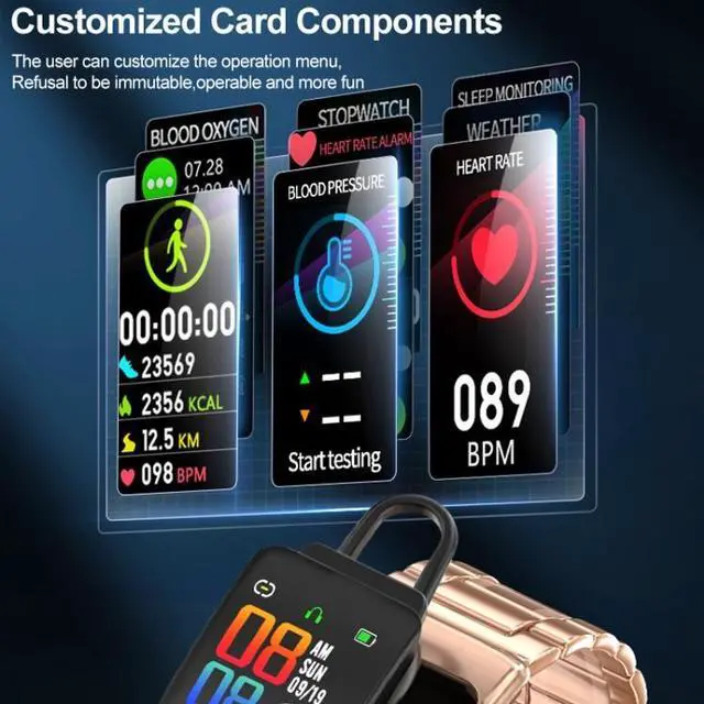 Alt view image 5 of 7 - K20 1.14 inch Silicone Band Earphone Detachable Life Waterproof Smart Watch Support Bluetooth Call Silicone Band (Black Rose Gold) (Black Rose Gold)