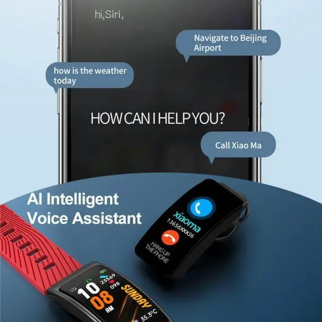 Alt view image 6 of 7 - K20 1.14 inch Silicone Band Earphone Detachable Life Waterproof Smart Watch Support Bluetooth Call Silicone Band (Black Rose Gold) (Black Rose Gold)