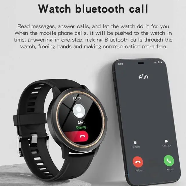 Alt view image 4 of 7 - A60 1.32 inch IPS HD Screen Smart Watch, Support Bluetooth Calling/Blood Pressure Monitoring (Black)