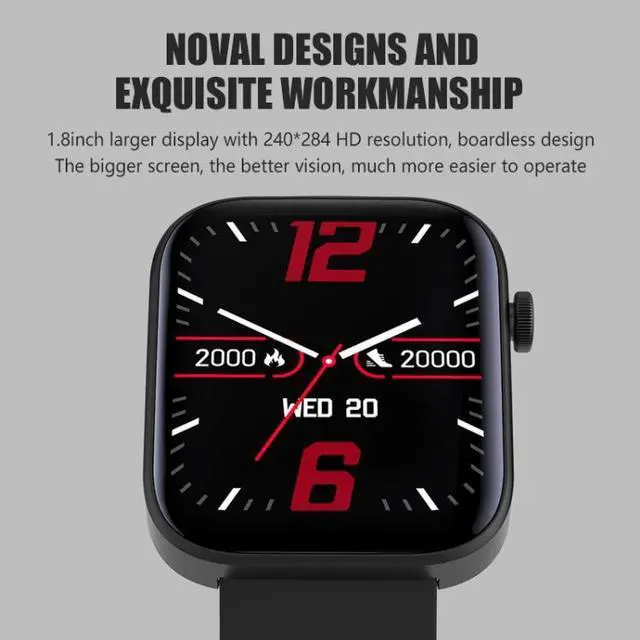 Alt view image 2 of 7 - P43 1.8 inch TFT Screen Bluetooth Smart Watch, Support Heart Rate Monitoring & 100+ Sports Modes (Black)