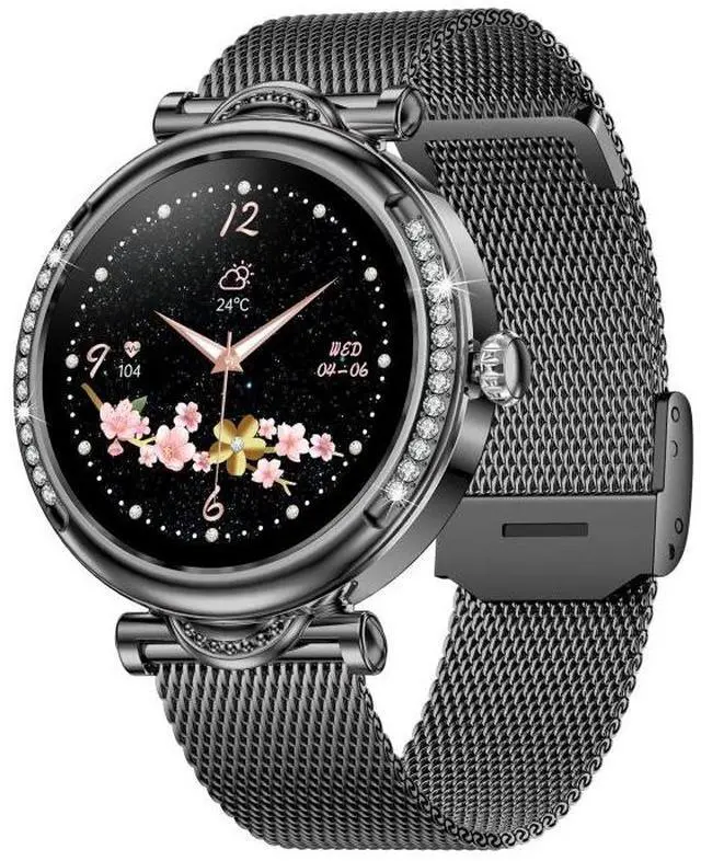 Main image of CF32 1.27 inch Screen Lady Smart Watch, Support Female Physiology Monitoring & 100+ Sports Modes Steel Band (Black)