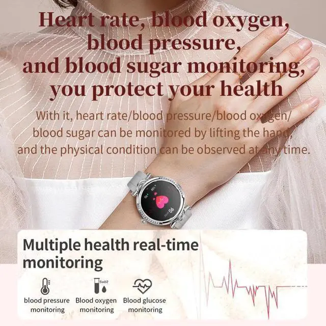 Alt view image 5 of 7 - CF32 1.27 inch Screen Lady Smart Watch, Support Female Physiology Monitoring & 100+ Sports Modes Steel Band (Black)