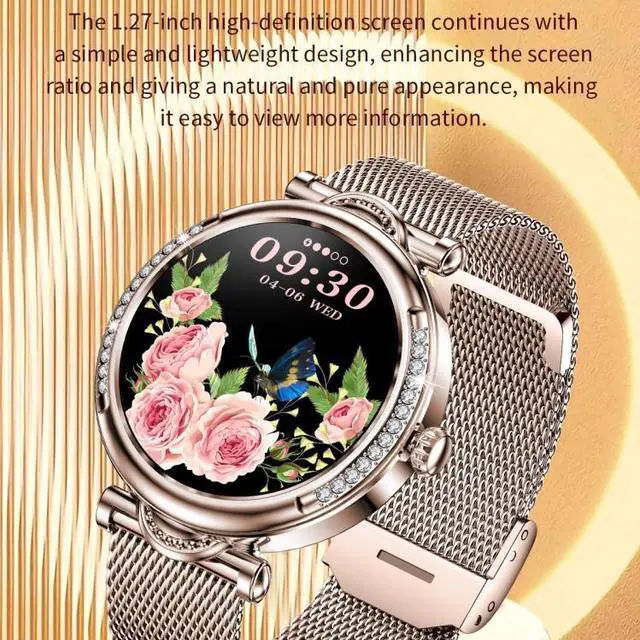 Alt view image 3 of 7 - CF32 1.27 inch Screen Lady Smart Watch, Support Female Physiology Monitoring & 100+ Sports Modes Steel Band (Black)