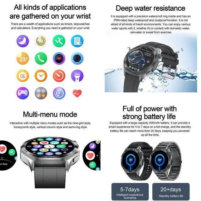 Alt view image 7 of 7 - AK83 BT Call Smart Watch, Support Blood Pressure / Heart Rate / Sports Health Monitoring Fitness Tracker (Steel 3-Bead Steel)