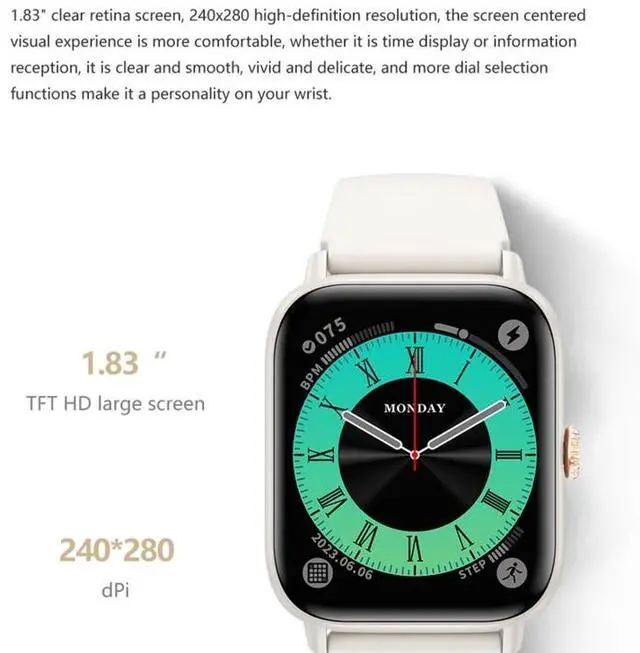 Alt view image 3 of 7 - QS13 1.83 inch BT5.2 Smart Sport Watch, Support Bluetooth Call / Sleep / Blood Sugar / Blood Oxygen / Heart Rate / Blood Pressure Health Monitor (Pink)