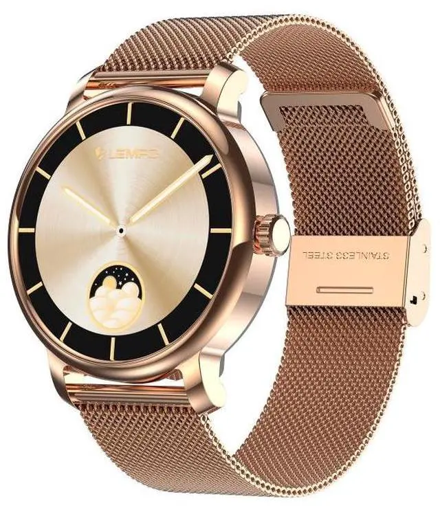 Main image of LEMFO LF35 1.43 inch AMOLED Round Screen Steel Strap Smart Watch Supports Blood Oxygen Detection (Gold)