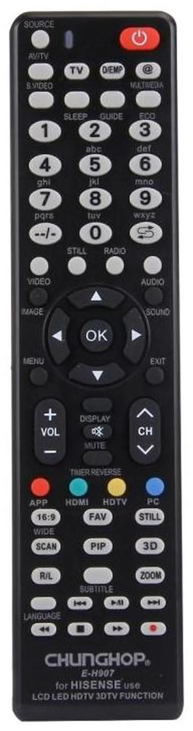 Main image of CHUNGHOP E-H907 Universal Remote Controller for HISENSE LED LCD HDTV 3DTV