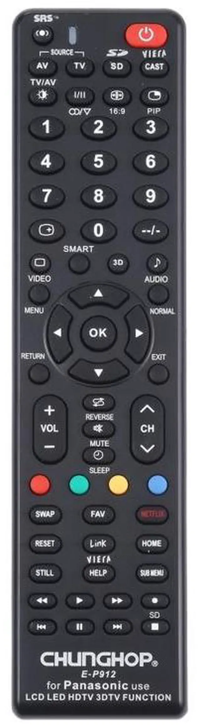 Main image of CHUNGHOP E-P912 Universal Remote Controller for PANASONIC LED TV / LCD TV / HDTV / 3DTV