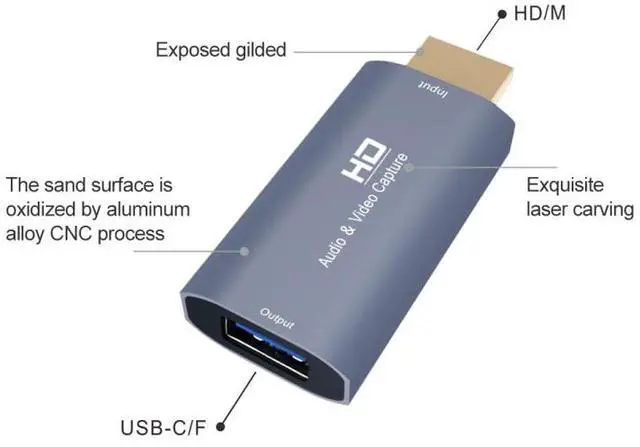 Alt view image 3 of 5 - Z51 USB Female to HDMI Male Video Capture Card