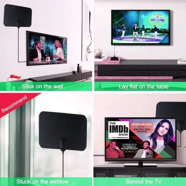 Alt view image 7 of 7 - AN-1002 5dBi/25dBi Indoor HDTV Antenna with Sucker, VHF170-230/UHF470-862MHz(Black)