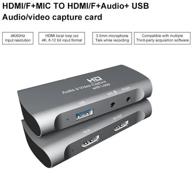 Alt view image 5 of 7 - Z27 HDM Female + Mic to HDM Female USB 2.0 Video Audio Capture Box(Dark Gray)